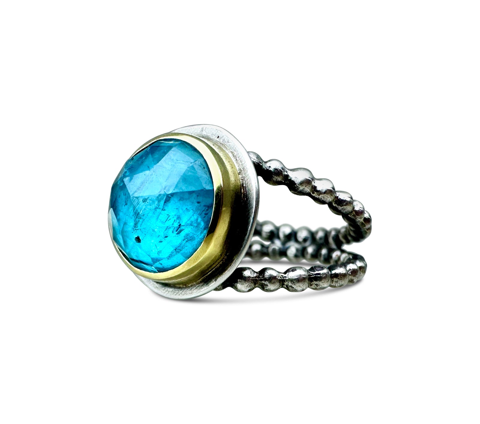 Double Beaded Ring in Mixed Metals