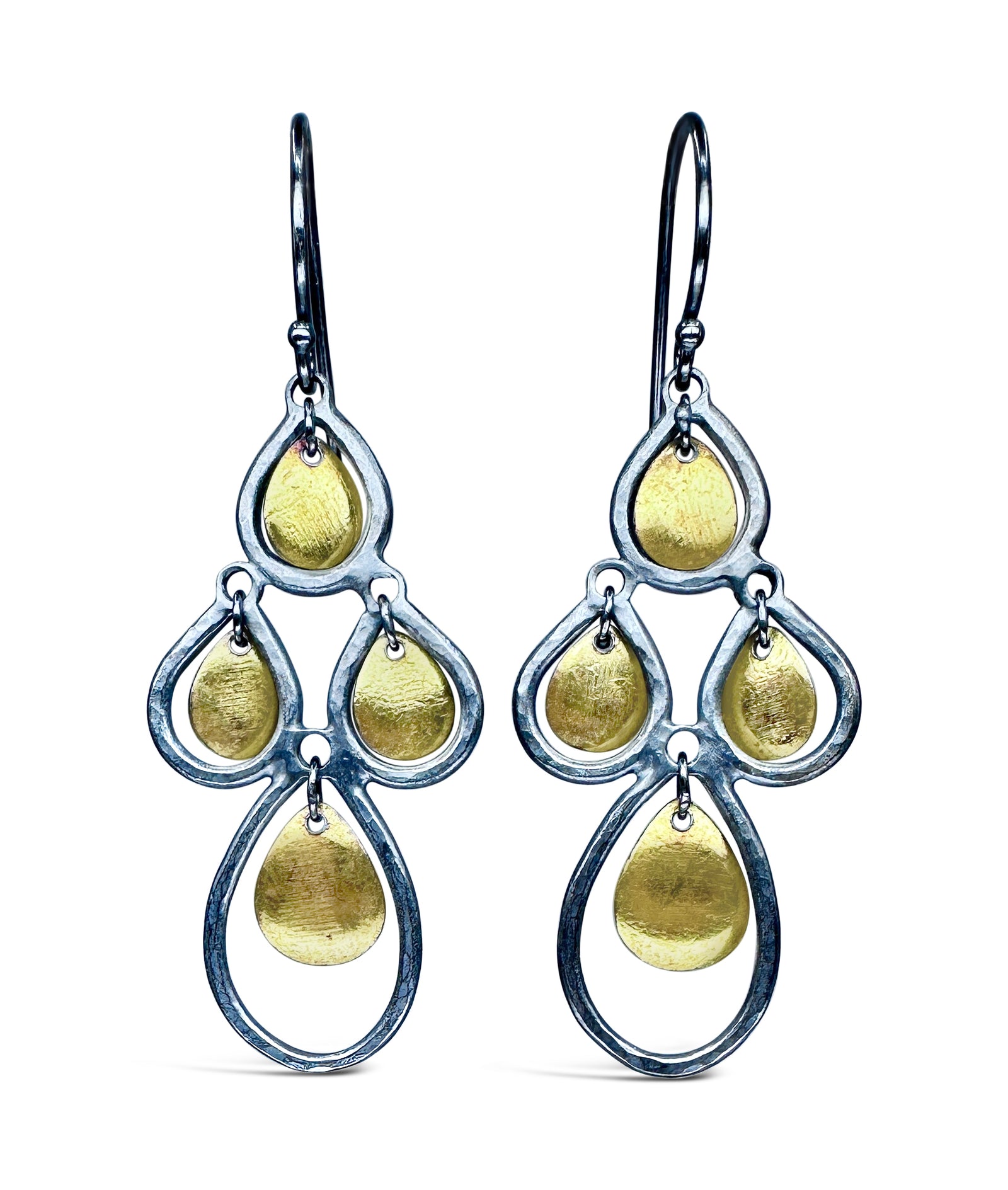 Tiered Drop Earrings in Mixed Metals