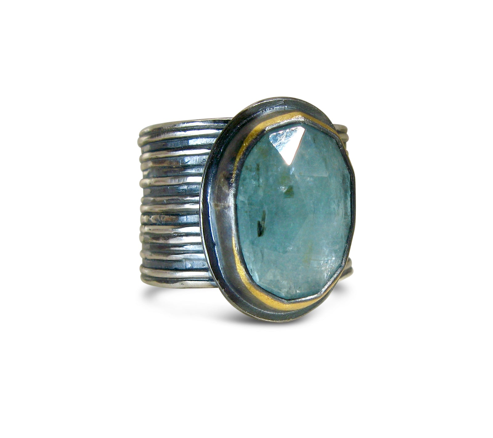 Adjustable Ribbed Band with Kyanite