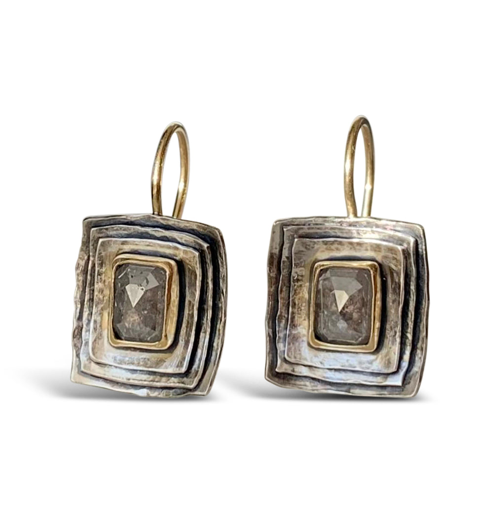 Cusp Earrings with Grey Diamonds