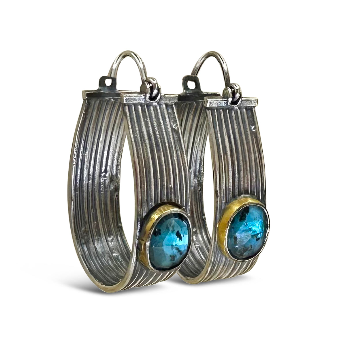 Ribbed Hoops with Stone