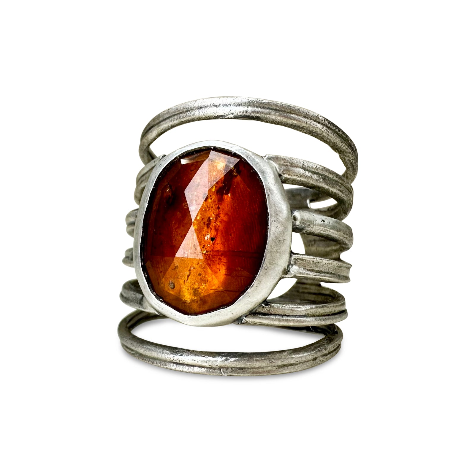 Split Rib Ring with Stone- Adjustable