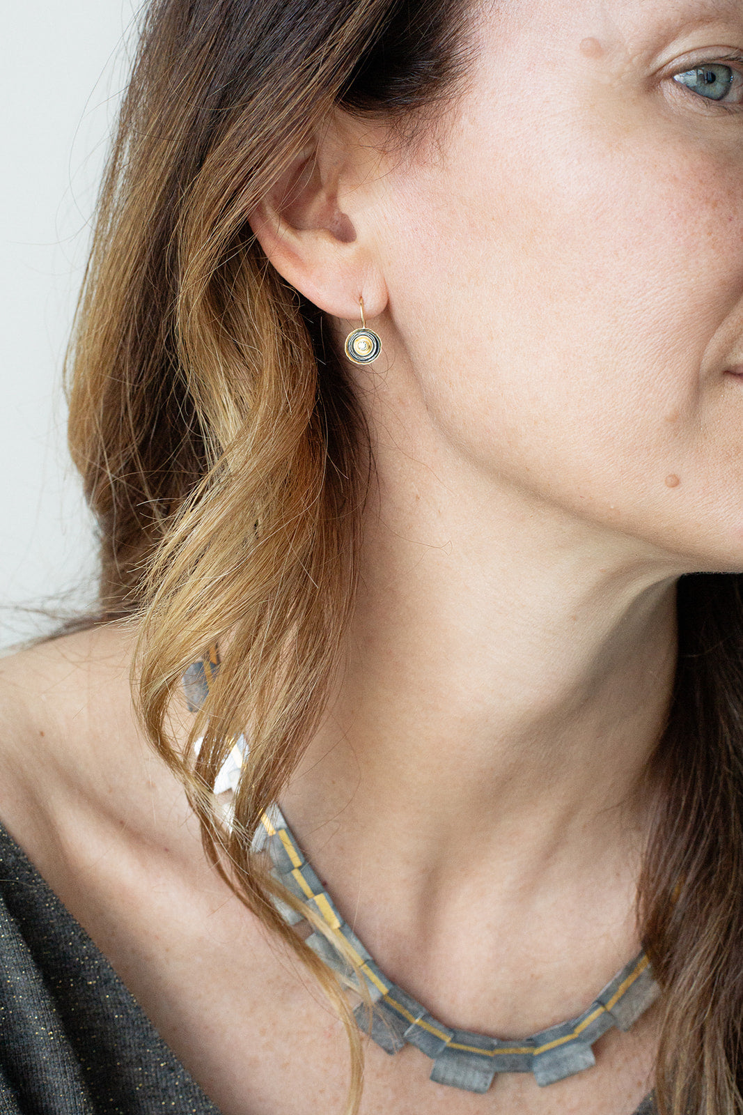 Birch Earrings with Mixed Metals