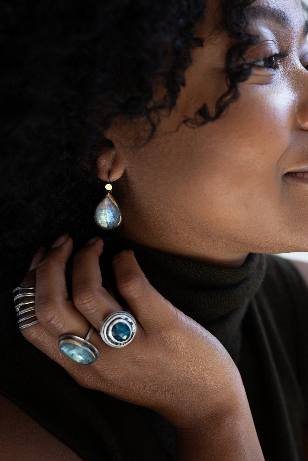 Teardrop Fold Earrings With Moonstone