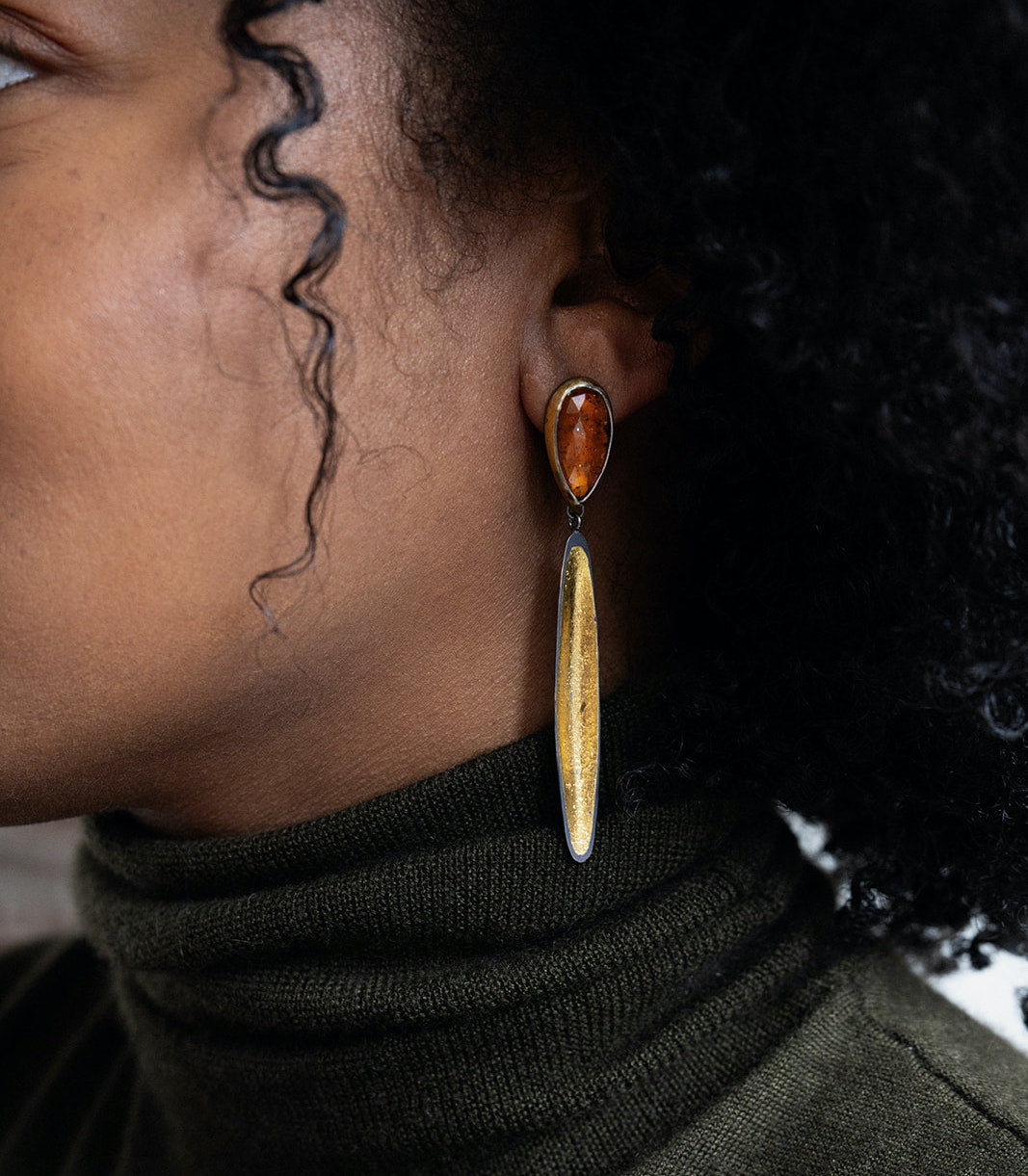 Long Reed Drop Earrings