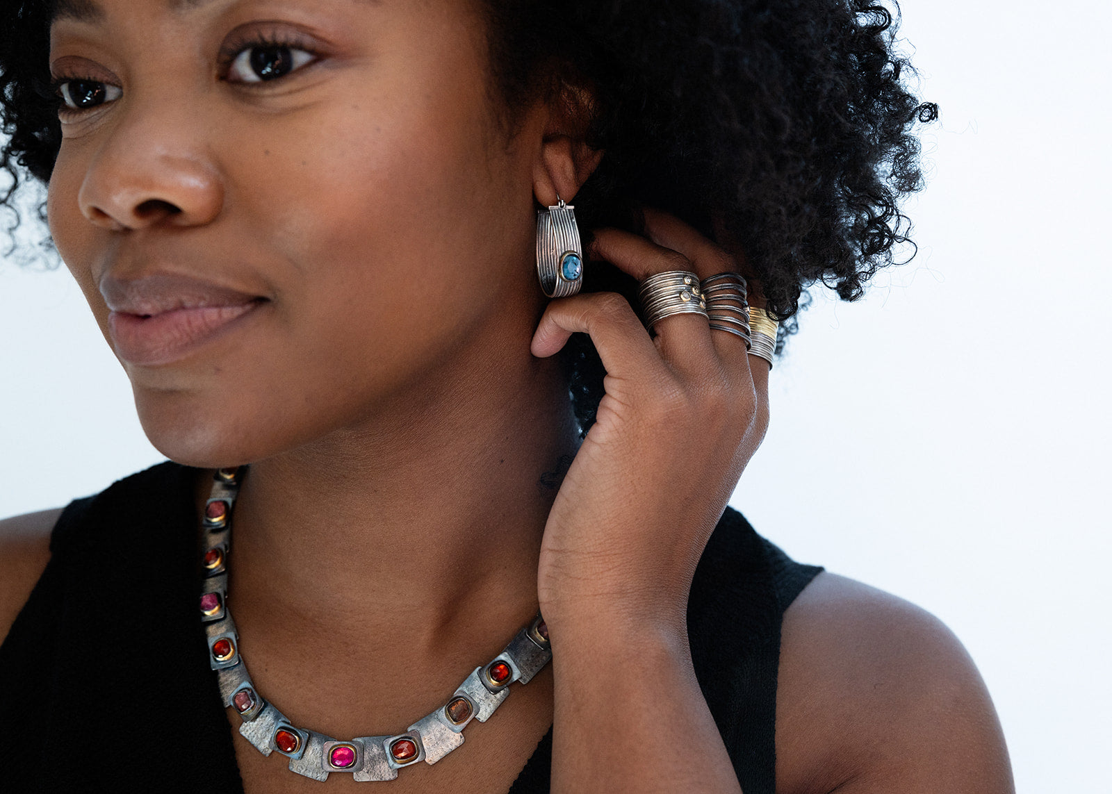 Pivot Necklace with Tourmalines and Garnets