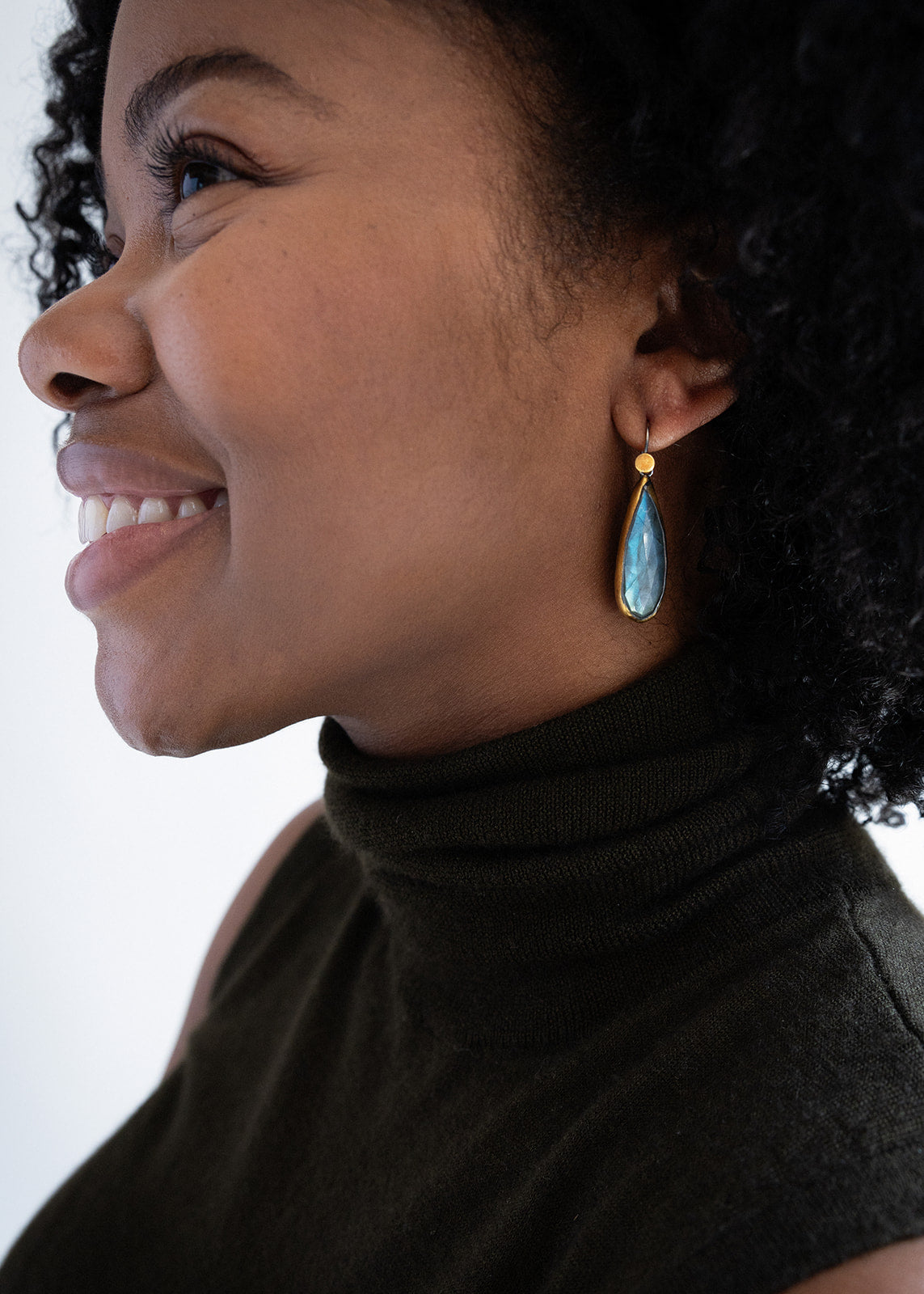 Teardrop Fold Earrings with Labradorites