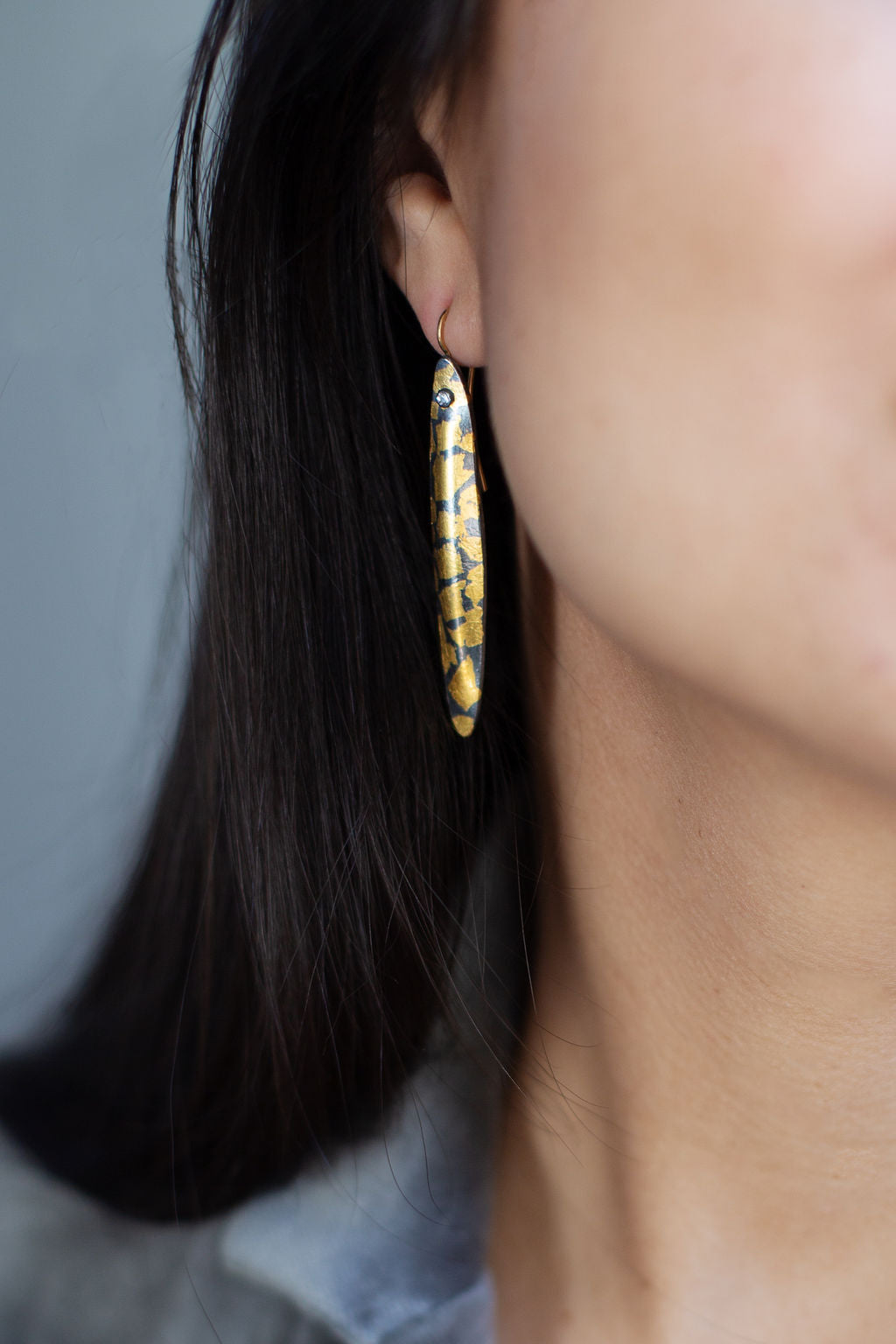 Speckled Reed Earrings with Diamonds