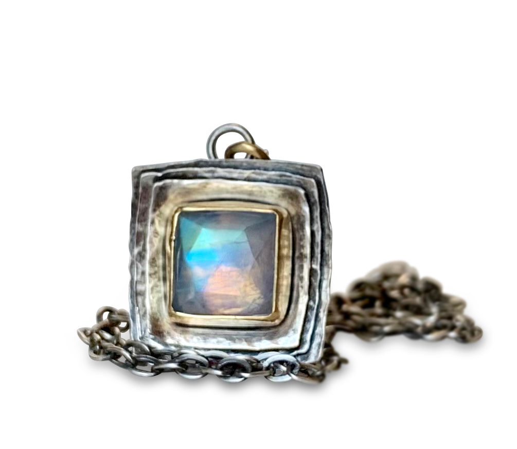 Square Cusp Necklace with moonstone