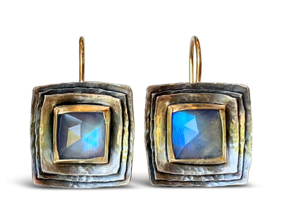 Square Cusp Earrings with Moonstone
