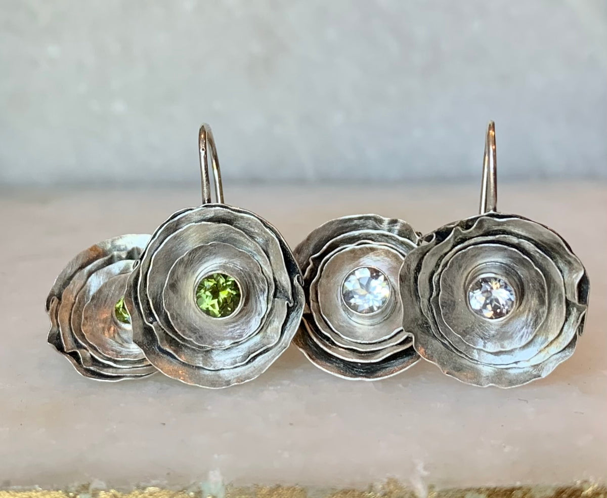 Buttercup Earrings in Oxidized Silver
