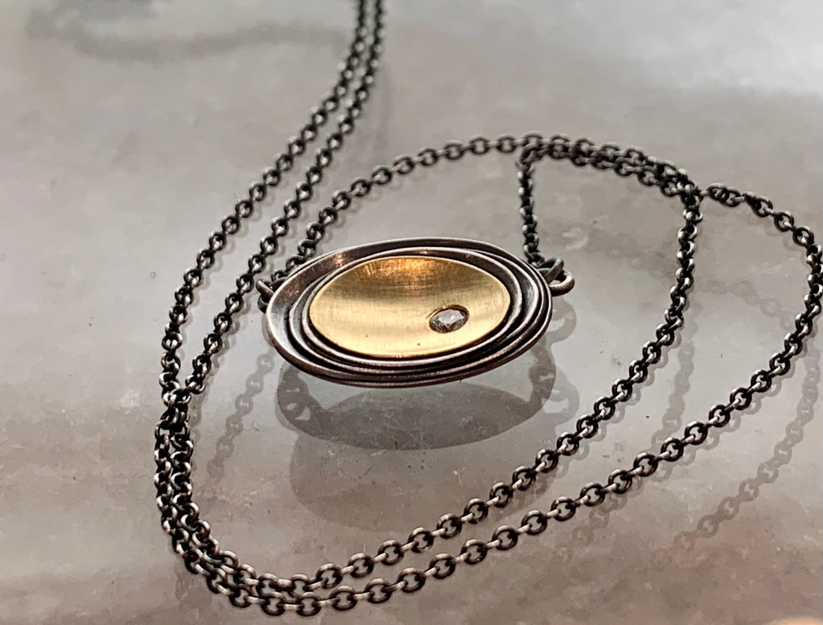 Oval Cusp Necklace with Diamond