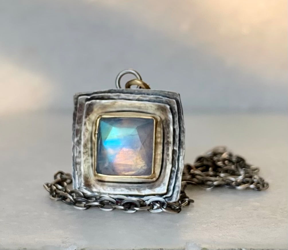 Square Cusp Necklace with moonstone