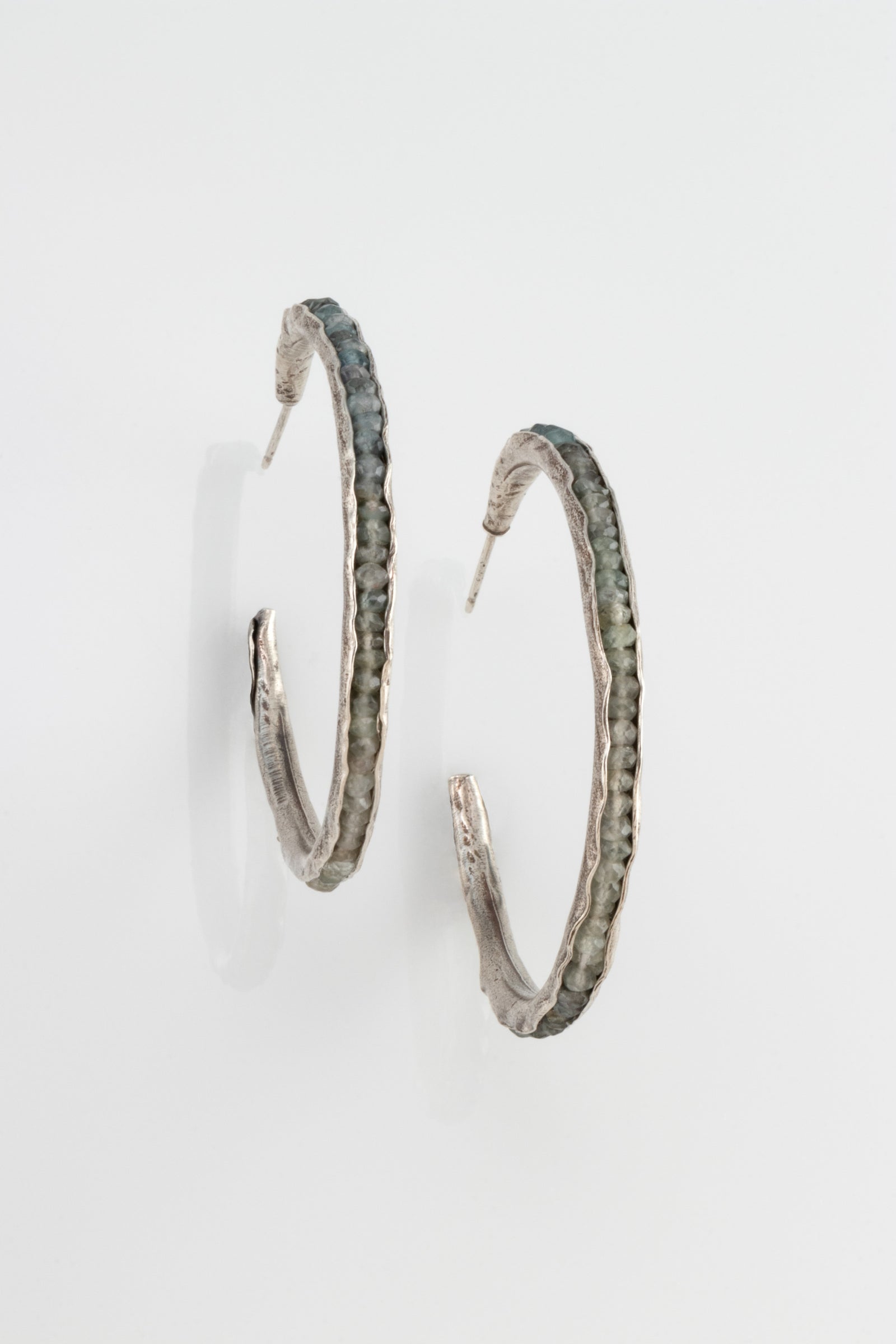 Large Hoop Groove Earrings in Sterling